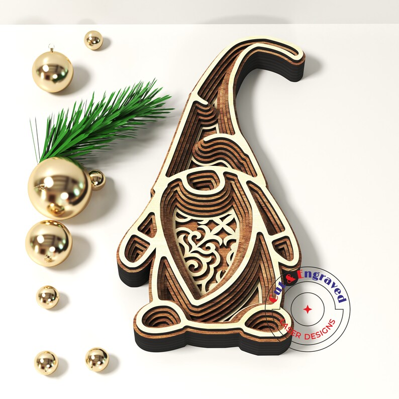 Download 3 gnomes Christmas ornament svg dxf vector files for cnc ...