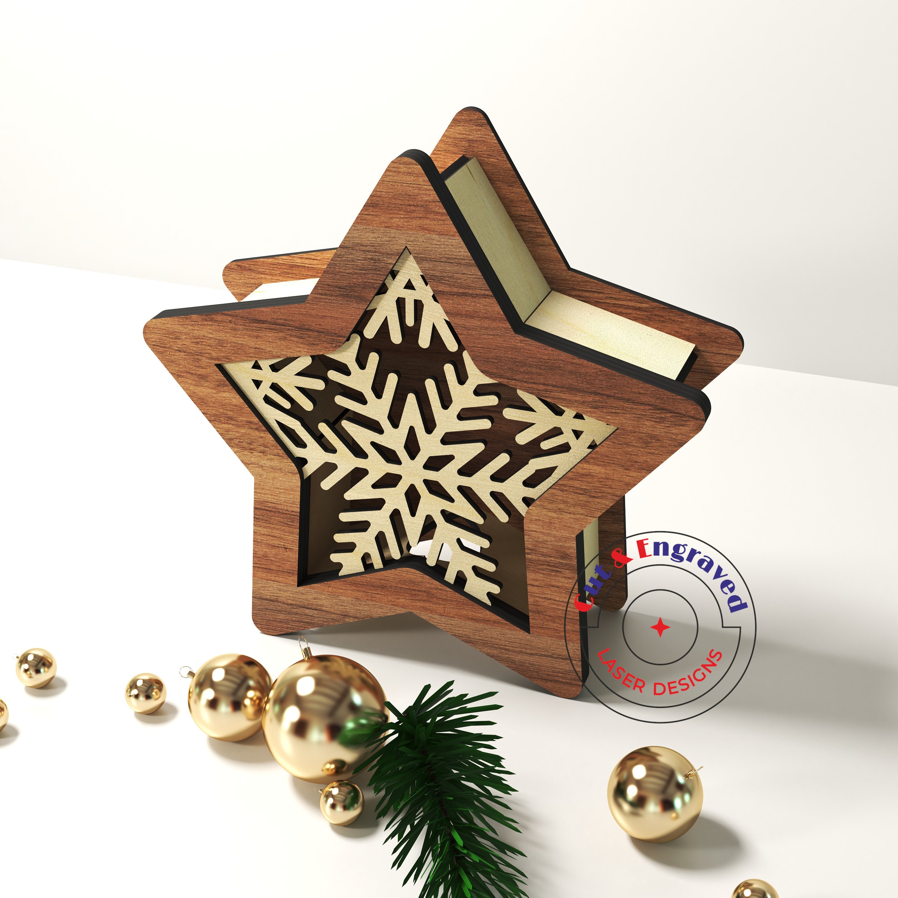 3 Styles of Christmas Light Box Svg and Dxf Vector Files for Etsy