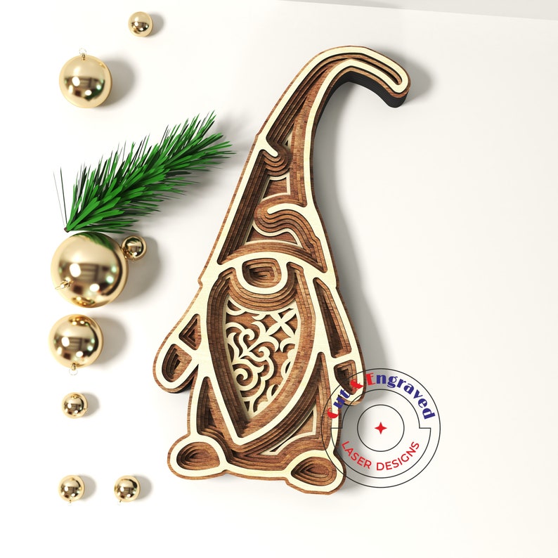 Download 3 gnomes Christmas ornament svg dxf vector files for cnc ...