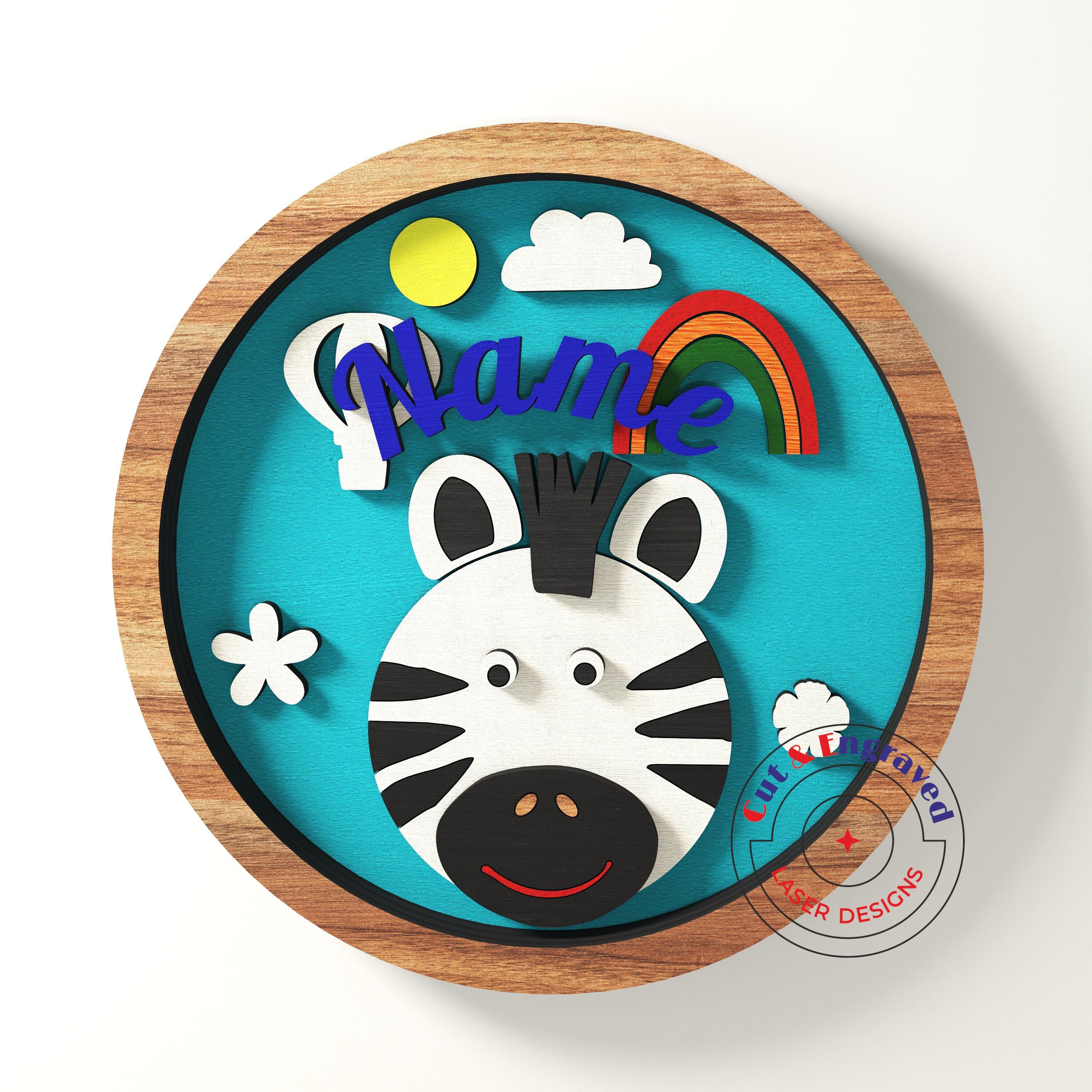 Download Child Name Sign Zebra Svg Dxf Vector Files For Cnc Laser Etsy