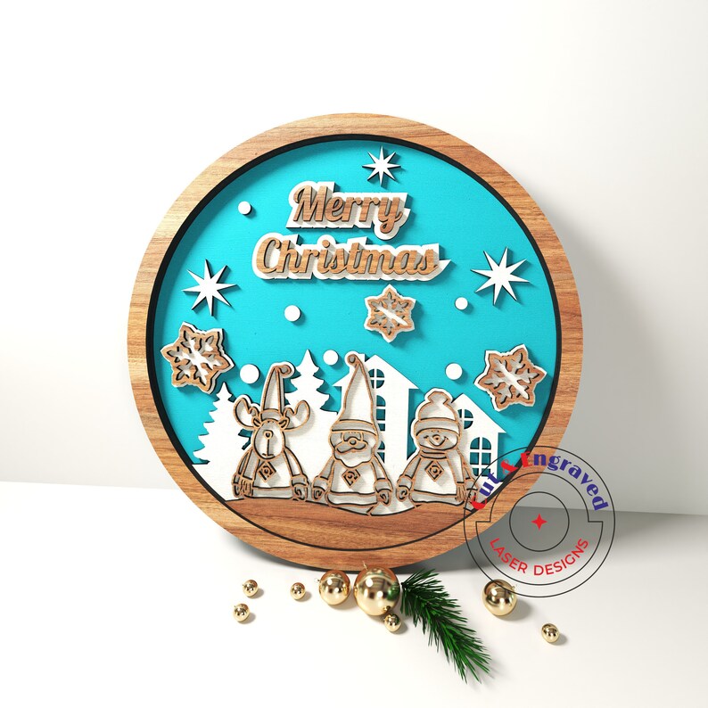 Download Christmas ornament round svg and dxf vector files for cnc ...