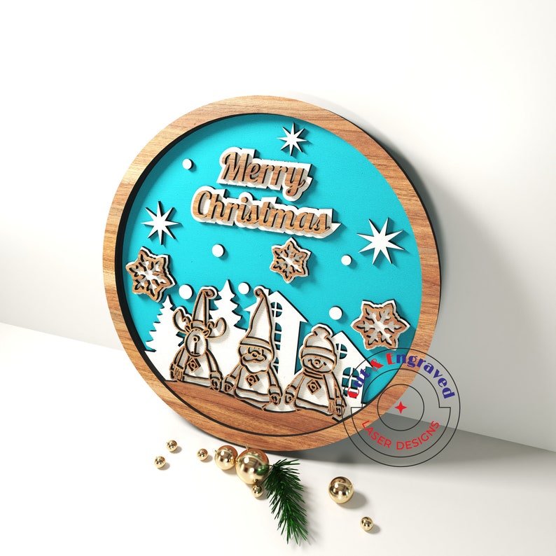 Download Christmas ornament round svg and dxf vector files for cnc ...