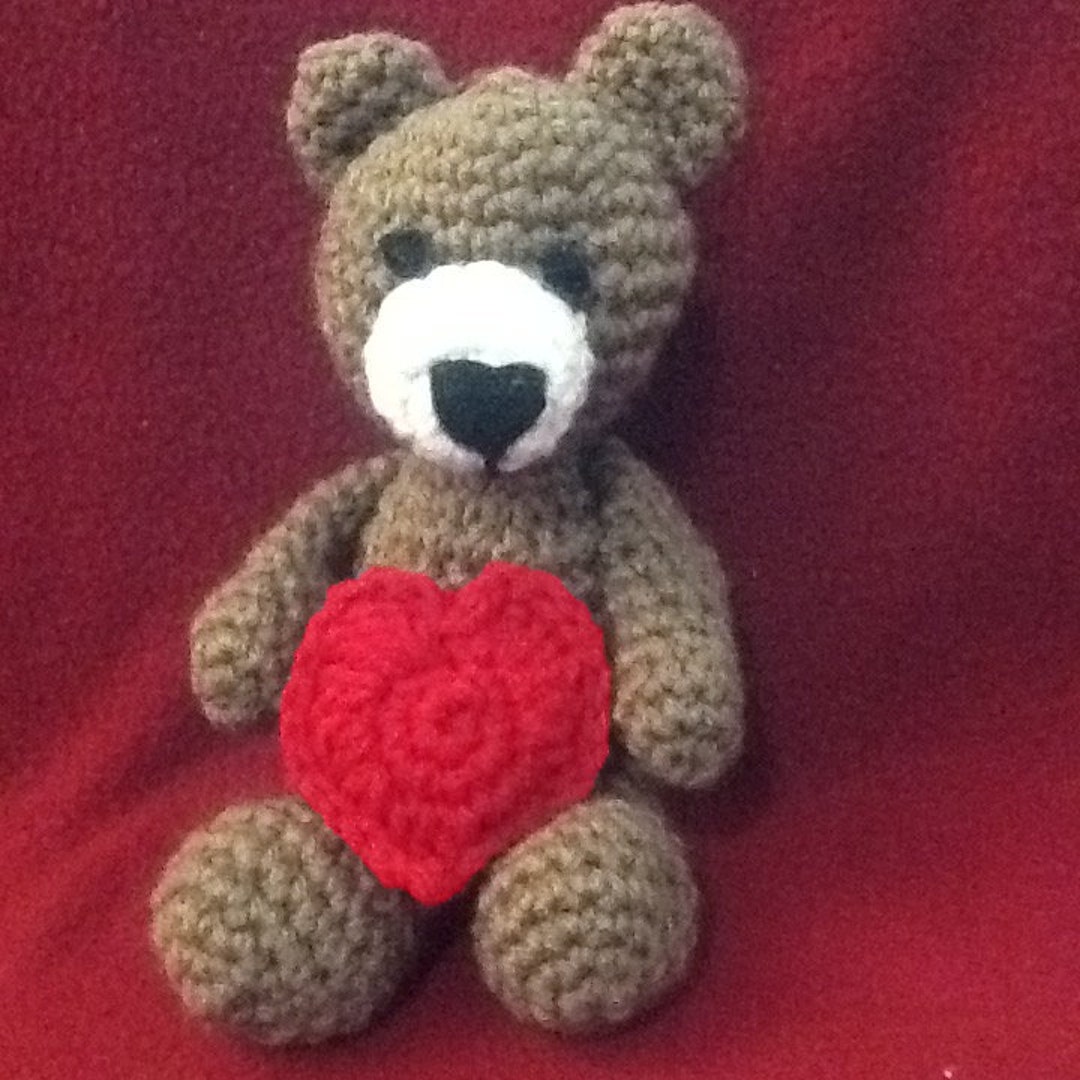 Crochet Teddy Bear With Stuffed Heart - Etsy