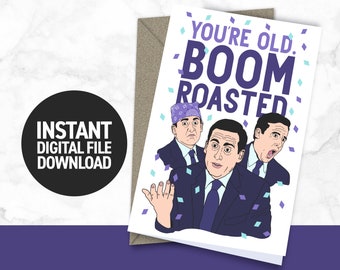 Tarjeta de cumpleaños de The Office / Diseño divertido de Boom Roasted (Imprimible)