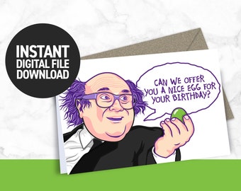 「フィラデルフィアはいつも晴れ」バースデーカード｜おもしろい卵のグリーティングカード（デジタルダウンロード）