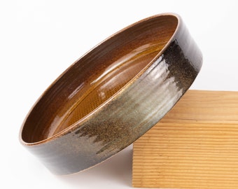 Stoneware serving dish, Ceramic Flat Bowl, Multi color dish, Modern Pottery, Unique decor bowl, Wedding Gift, House Warming Gift