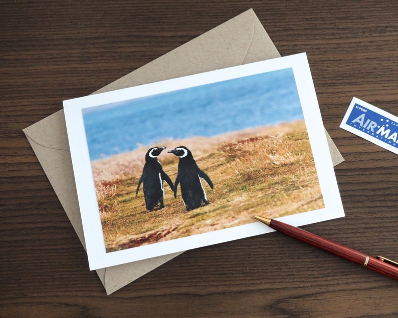 Penguin Engagement Card Wedding Notecard Anniversary Gift image 0