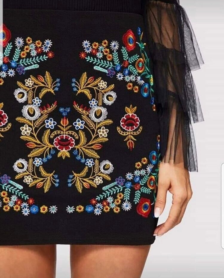 Hand embroidered skirt Etsy