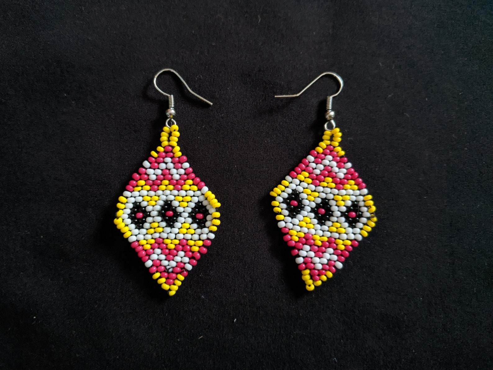 Diamond shaped customizable handmade beaded earrings Etsy