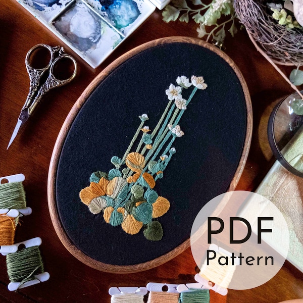 Hand Embroidery Pattern - Digital Download PDF - Beginner's Floral Embroidery - Classic Art Embroidery Pattern, Tutorial, and Guide