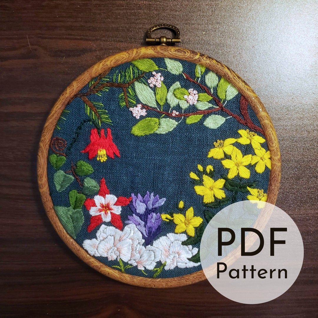 Wildflower Embroidery Pattern - Digital Download PDF - Embroidery Guide ...