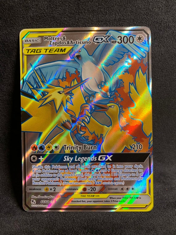 Legendary Moltres Zapdos Articuno Gx Full Art Ultra Rare Etsy