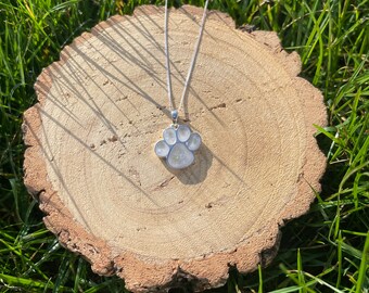 Pet ashes necklace, paw print, cremation necklace, ashes pendant, pet keepsake, memorial jewellery