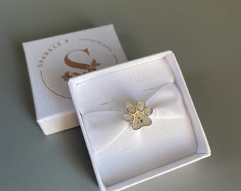 925 Sterling Silver Paw Print Ashes Charm: Pet Memorial Jewellery