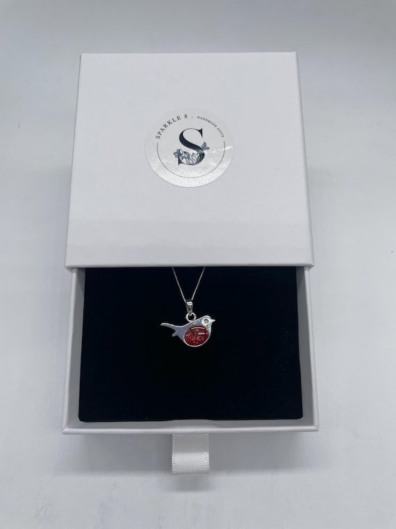 Sterling Silver Robin Ashes Necklace: Memorial Keepsake Pendant