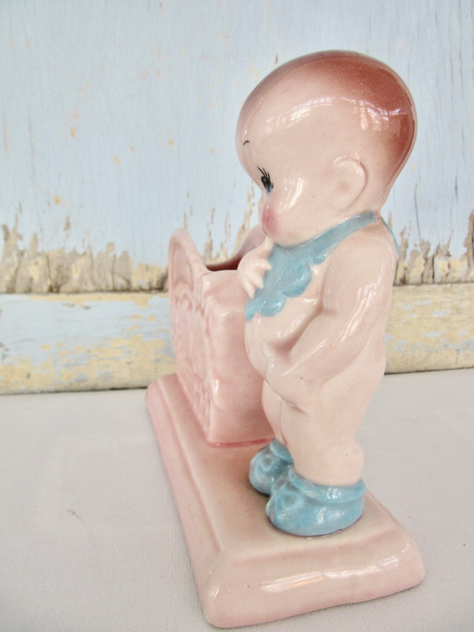 Vintage Baby Pink and Blue Flower Vase Etsy