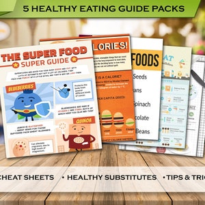 Healthy Eating Guide, Cooking Cheat Sheets, Health Guides, Printable Nutrition Chart, Super Foods, Nutrition Guide, Organic, PDF Download