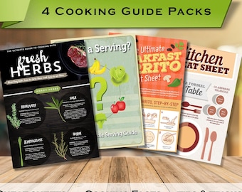Cooking Guides, Kitchen Cheat Sheets, Healthy Eating, Cooking Booklet, Household Cooking, Printable Kitchen Sheet, Digital PDF Download