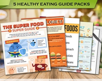Leitfaden für gesunde ernährung, Koch-Cheat-Blätter, Gesundheits-Guides, druckbare Ernährungskarte, Super Foods, Ernährungsleitfaden, Bio, PDF Download