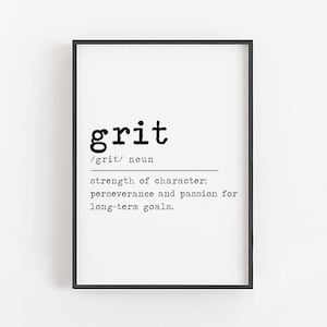 Grit Definition • Motivational Wall Decor for Office • Inspirational Wall Art for Office • Motivational Quotes for • Entrepreneur Gifts