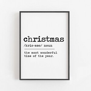Christmas Definition Print · Most Wonderful Time of the Year · Christmas Sign · Holiday Printable Wall Art · Instant Download Digital Files