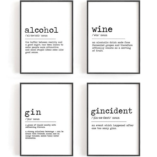 Alcohol Gin Wine Definition Print Set of 4 Funny Kitchen - Etsy Alcohol Gin Wine Definition Print Set of 4 Funny Kitchen - Etsy