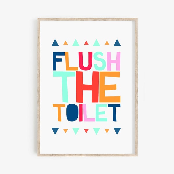 Flush The Toilet • Bathroom Rules Printable Poster • Kids Bathroom Sign Wall Decor • Boy Girl Bathroom Art Prints • Download Digital Files