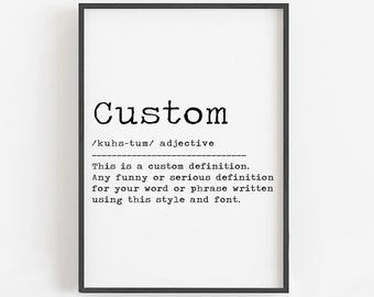 Custom Definition Personalized Definition Print Made to Order · Printable Wall Art Print · Custom Bathroom Decor · Custom Kitchen Decor