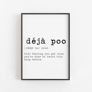 Deja poo Definition, Dejapoo, Funny Bathroom Signs, Funny Bathroom Wall Decor, Bathroom Printables, Funny Bathroom Art Prints, Digital Files