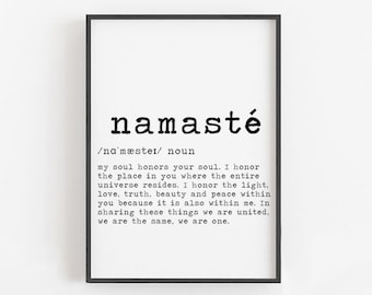 Namaste Definition Print • Druckbare Wandkunst • Namaste Print • Zen Yoga Print • Yoga Poster • Namaste Poster, Namaste Art, Meditation Print