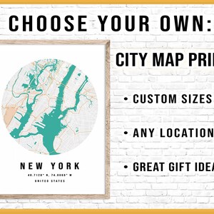Custom Map Print • Personalized City Map Poster • Location Map Gift for Traveler Map Lover • Anniversary Gift for Him Travel Gift for Couple