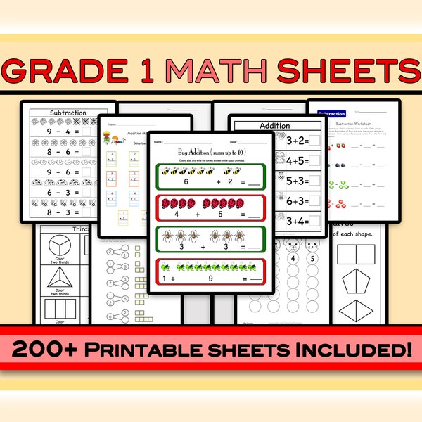 First Grade Math Worksheets (200+ Worksheets) · Grade 1 Math Worksheets · First Grade Quarantine Printables · Grade 1 Homeschool Workbook