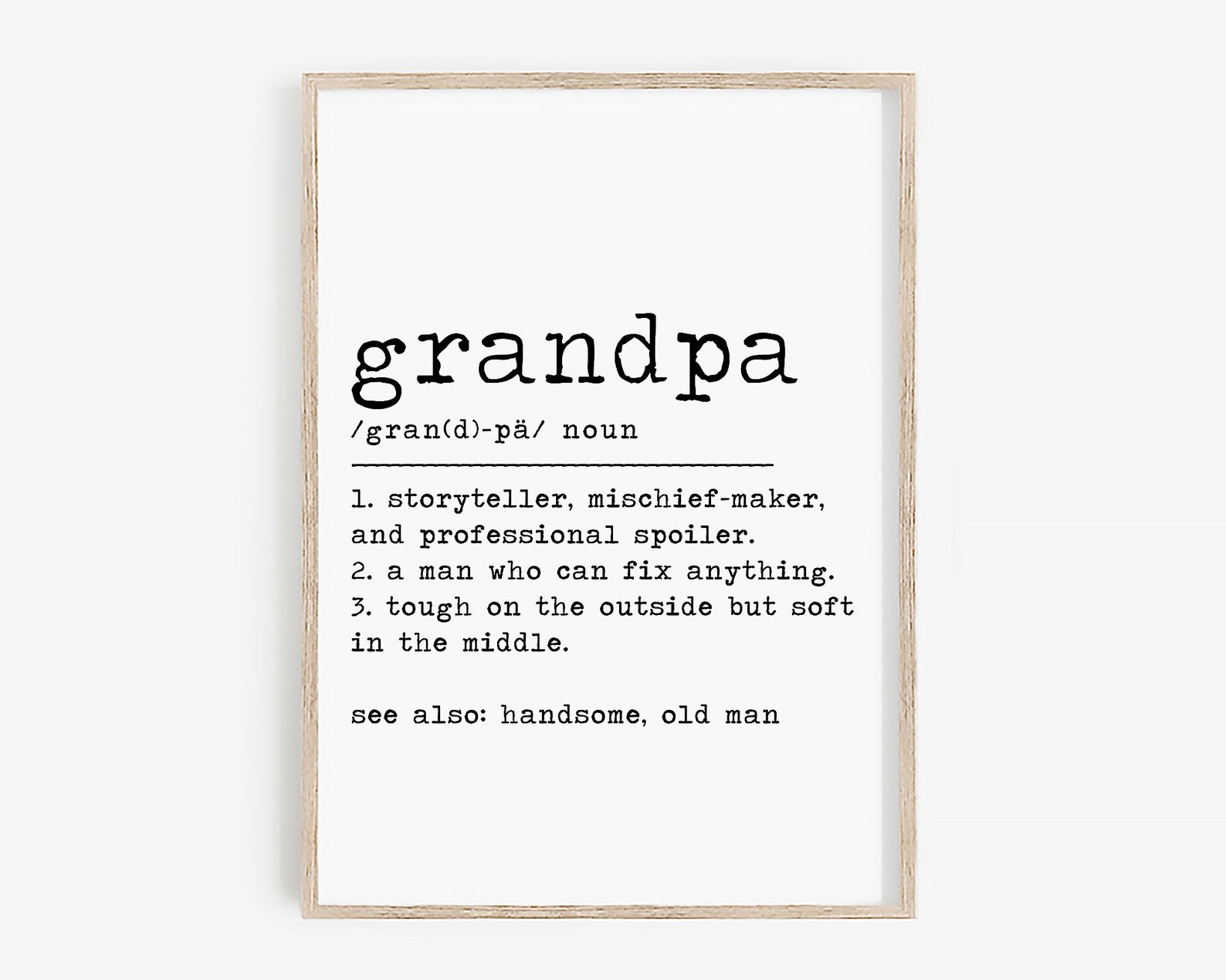 Grandpa Definition Print Grandfather Definition Sign Funny Etsy
