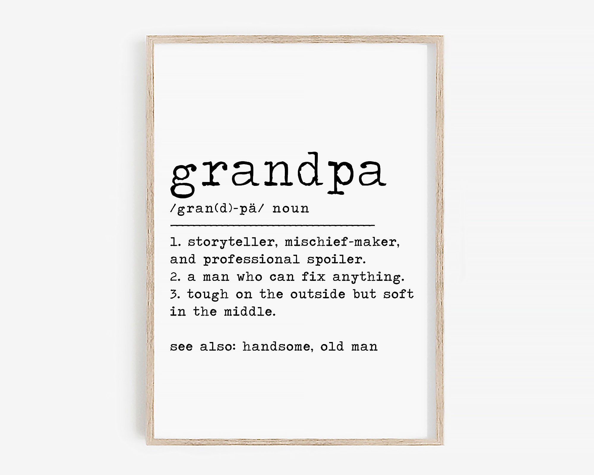 Grandpa Definition Print Grandfather Definition Sign Funny Etsy