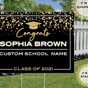 Custom Graduation Yard Sign 2023 • Congrats Grad Sign • Congratulations Yard Sign • Class of 2023 Sign Gold • Lawn Sign Graduation, Outdoors