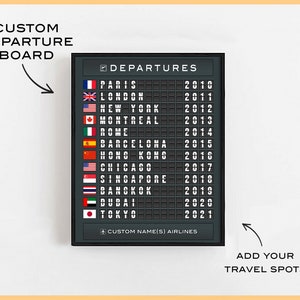 Personalized Airport Departure Board · Custom Vacation • Travel Milestone Marker• Airport Flight Board • Gift for Traveler, for Travel Lover