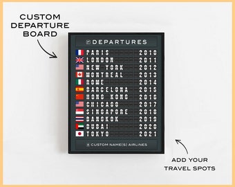 Personalized Airport Departure Board · Custom Vacation • Travel Milestone Marker• Airport Flight Board • Gift for Traveler, for Travel Lover