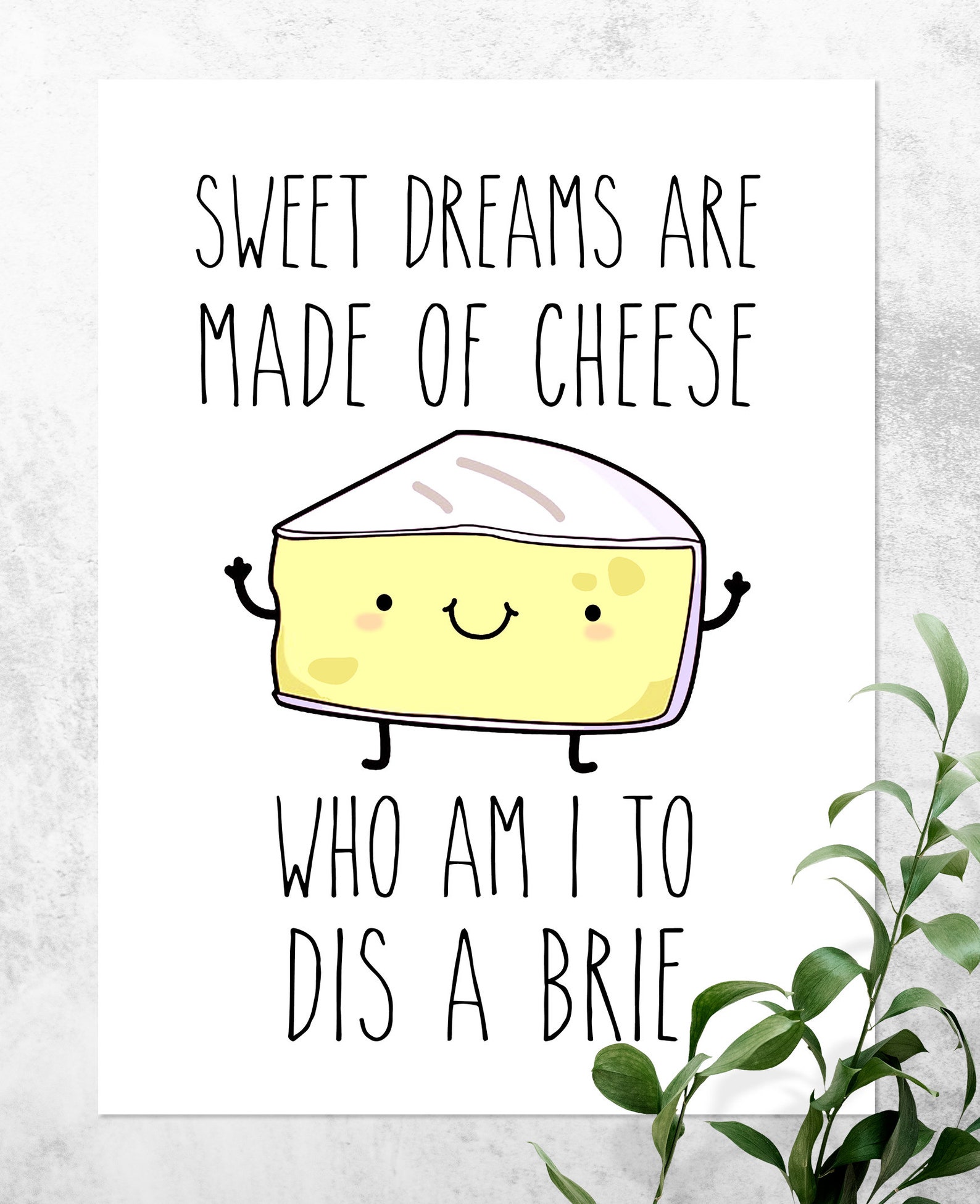 Cheese Pun Prints Set of 3 路 Cute Kitchen Sign 路 Funny Cheese Sign