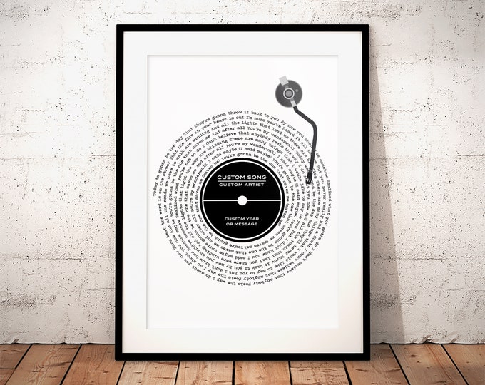 Custom Vinyl Record Print • Custom Album Cover Prints • Spotify • Music Poster • Vinyl Prints • Custom Song Lyrics, Anniversary Wedding Gift