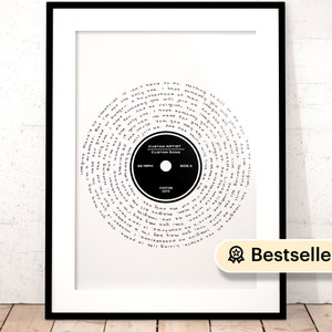 Custom Vinyl Print ·  Vinyl Record Art · Personalized Song Lyrics Wall Art · Vinyl Prints, Printable Custom Song Lyrics, Wedding Song Lyrics