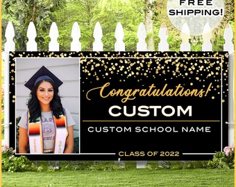 Custom Graduation Banner 2025 Outdoor with Photo · Congratulations Banner Design · Personalized Graduation Banner, Customizable Vinyl Banner