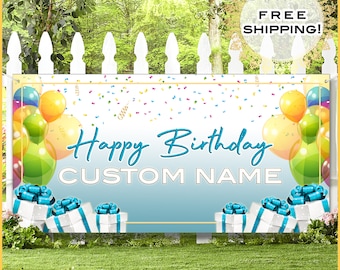 Custom Happy Birthday Banner • Personalized Happy Birthday Banner Backdrop • Rainbow Birthday Banner • Colorful Birthday Banner Vinyl Banner