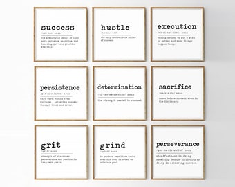 Motivational Wall Set of 9, Decor for Office, Success Quotes, Inspirational Wall Art for Office, Motivational Quotes for, Entrepreneur Gifts