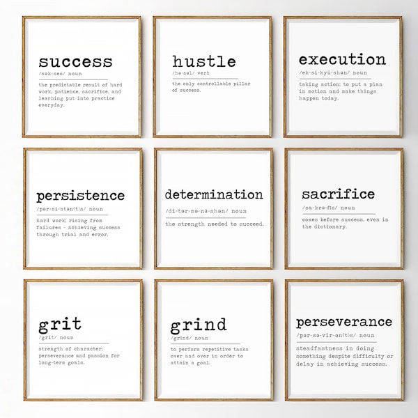 Motivational Wall Set of 9, Decor for Office, Success Quotes, Inspirational Wall Art for Office, Motivational Quotes for, Entrepreneur Gifts