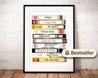 Custom Video Tape Print · Personalized Retro Movie Poster, Add Your Favorite Movies, VHS Movie Lover Gift, Vintage Printable Movie Wall Art