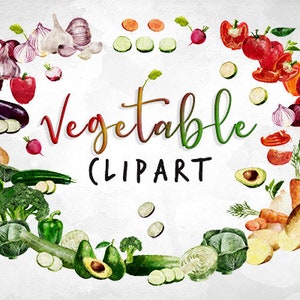 Watercolor Vegetable Clipart, Watercolor Food Clipart, Veggie Clipart, Healthy Food Clipart, Garden Clipart, Digital Instant Download,