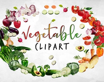 Watercolor Vegetable Clipart, Watercolor Food Clipart, Veggie Clipart, Healthy Food Clipart, Garden Clipart, Digital Instant Download,