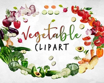 Watercolor Vegetable Clipart, Watercolor Food Clipart, Veggie Clipart, Healthy Food Clipart, Garden Clipart, Digital Instant Download,