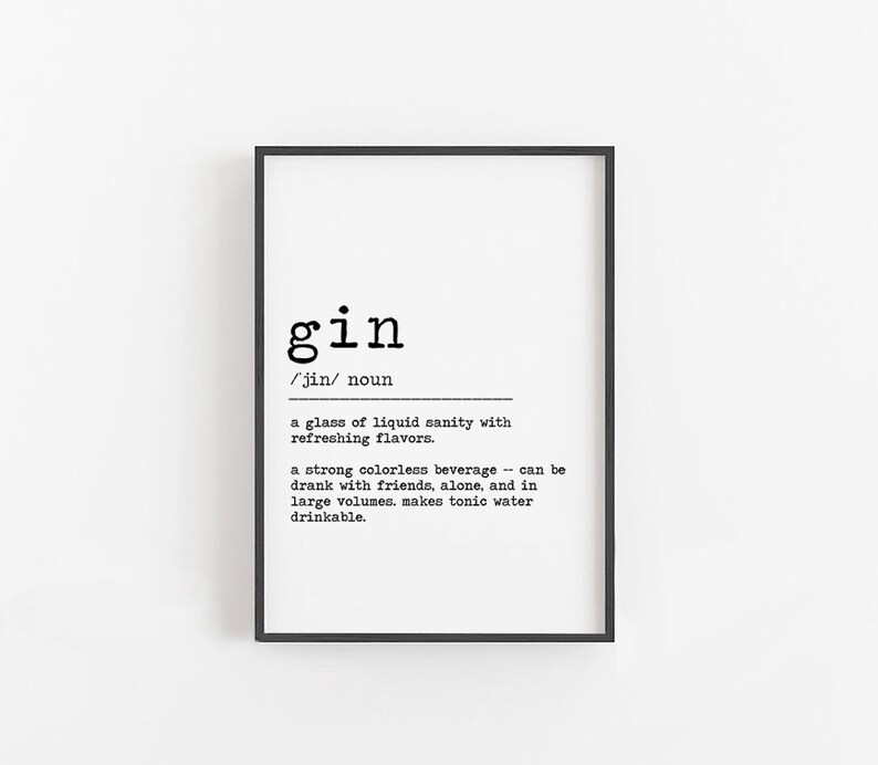 Alcohol Gin Wine Definition Print Set of 4 Funny Kitchen Etsy