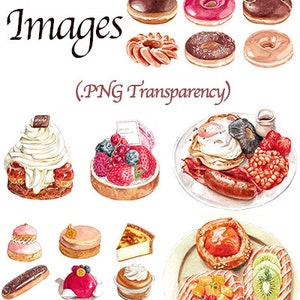 Watercolor Desserts Clipart, Donuts Clipart, Sweets Clipart, Bakery ...